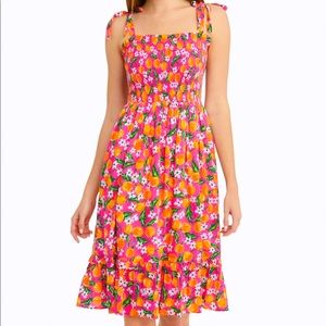 Draper James Orange Blossom Taylor Smocked Dress NWT